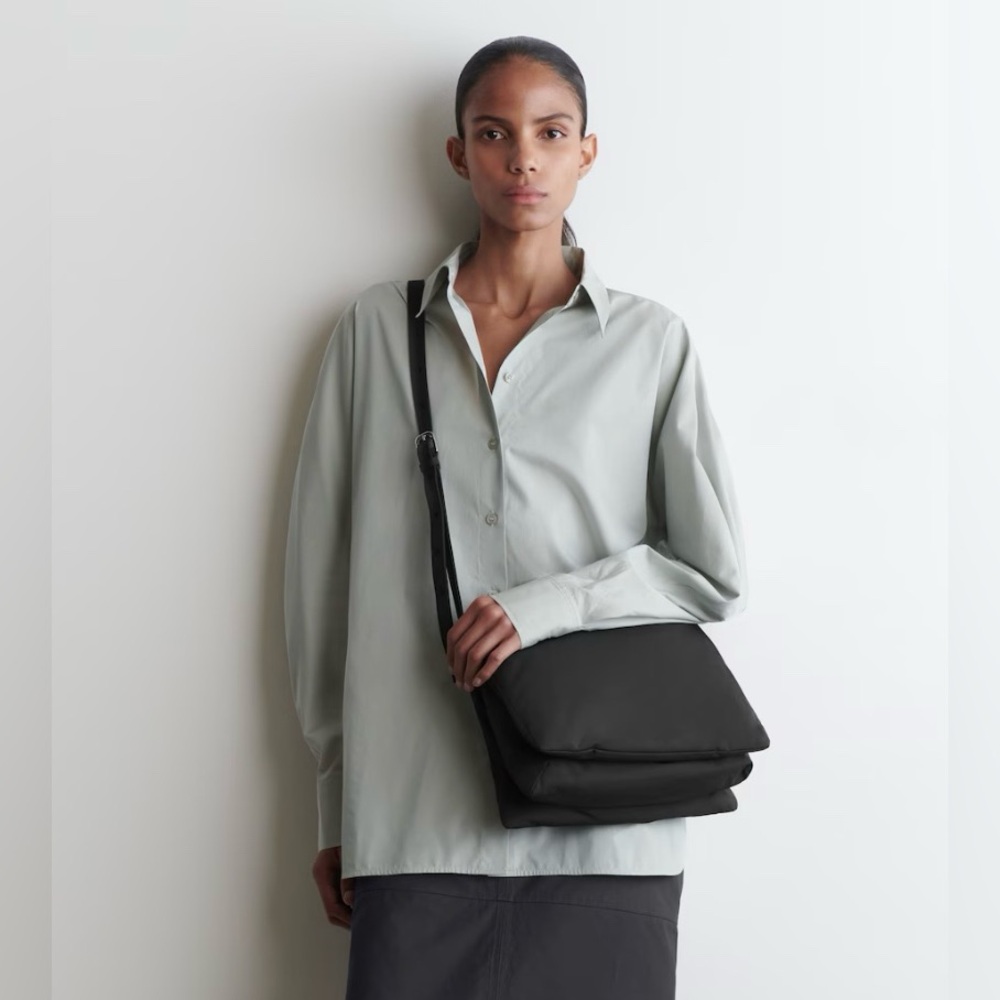 COS Women's Trifold Padded Crossbody Bag Nylon Black